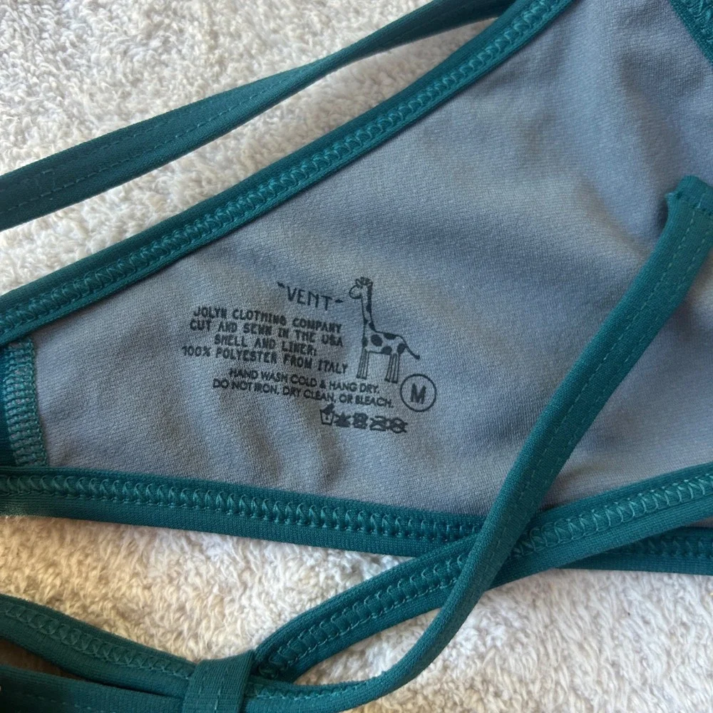 Jolyn Vent Bikini Top Peacock Green Tie Back Swim Top VENT-M-PEAC New